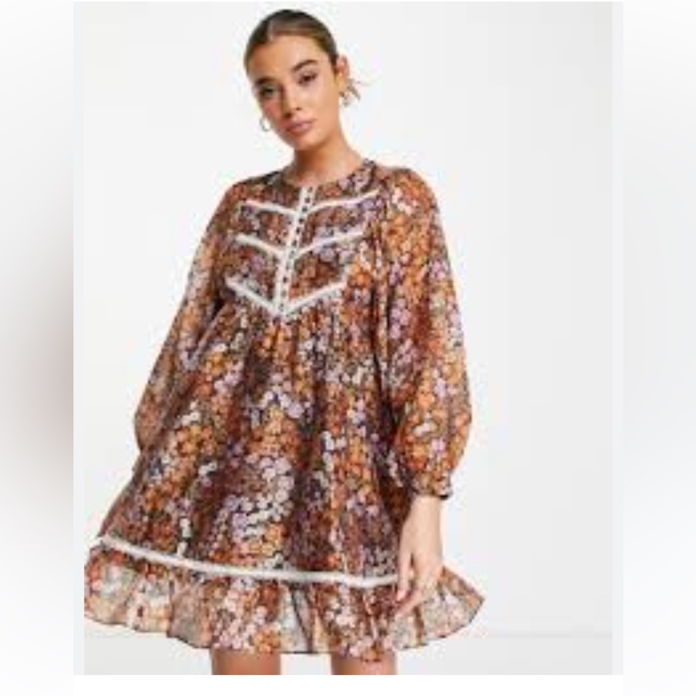 Ever New Melbourne oversized sleeve mini floral dress size 8